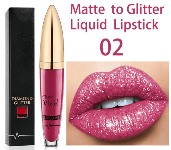 Diamond Lip Gloss Matte To Glitter Liquid Lipstick Waterproof🎁